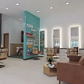 Bright Modern Beauty Salon Interior With Hairdressing Chairs Sofa Mirrors Lighting And Decorative Wall