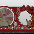 Spring Festival Decorative Setup With Lucky Wheel Fortune Rabbit Lion Dolls Plum Blossoms Fortune Characters