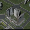 Urban Aerial Planning with High Rise Buildings Central Green Space and Road Network