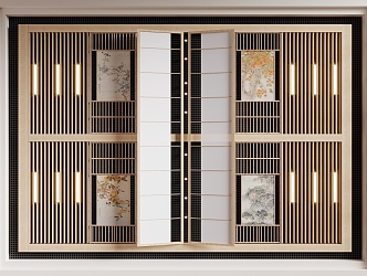 Aluminum Grille Ceiling Wooden Shape Ceiling Restaurant Ceiling 3d model