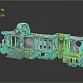 Ruined Classical Architecture Featuring Dome Columns Stone Steps Debris And Reflective Base