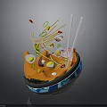 Colorful Ramen Bowl With Noodles Eggs Sliced Meat Vegetables And Chopsticks