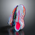 Colorful Running Sneakers Featuring White Base Pink Accents Orange Blue Patterns And Modern Design