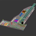 Realistic Airport Runway 3D Model With Paved Tarmac Buildings And Vehicles