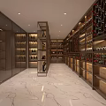 Elegant Wine Cellar Interior With Wooden Wine Racks Glass Doors And Marble Floor