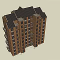 Residential Apartment Building With Brown Exterior Multiple Floors Balconies And Windows