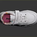 White Kids Sneakers With Velcro Strap Silver Star Decorations And Colorful Tongue