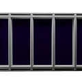 Five Casement Windows In A Row With Gray Frames And Dark Blue Glass