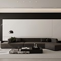 Modern Living Room Minimalist White Gray Living Room 3d model