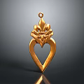 Elegant Gold Heart Shaped Pendant With Intricate Decorative Design And Diamond Accents