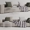Modern double sofa double sofa corner table combination 3d model