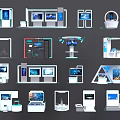 Modern Exhibition Showcases With Digital Screens And Various Stylish Retail Designs