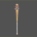 Vintage Wooden Baseball Bat Weapon With Red Decorative Bands And Wrapped Handle