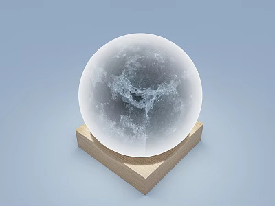 Modern Moon Surface Sphere Floor Lamp With Wooden Base For Home Lighting Design 3d model