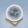 Modern Moon Surface Sphere Floor Lamp With Wooden Base For Home Lighting Design