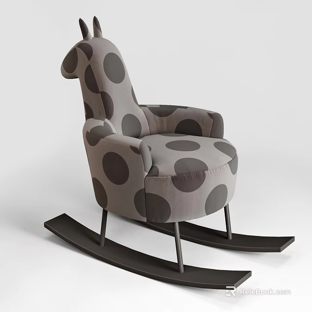 Gray Comfortable Leisure Rocking Chair with Black Polka Dots and Modern Design 3d model 
