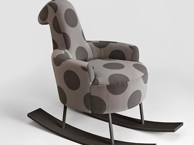 Gray Comfortable Leisure Rocking Chair with Black Polka Dots and Modern Design 3d model