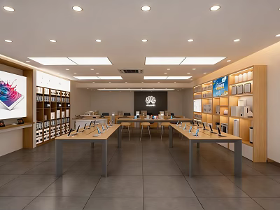 Modern Mobile Phone Digital Product Store With Display Shelves And Showroom 3d model