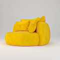 Cozy Yellow Velvet Single Sofa with Round Design and Soft Pillows