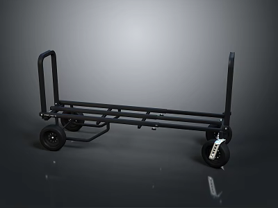 Sturdy Black Metal Rolling Utility Cart Furniture With Movable Wheels And Frame 3d model
