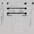 Bathroom Accessories Black Towel Racks With Hanging Folded And Rolled Gray Towels