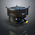 Modern Black Kitchen Appliance Featuring Yellow Component And Stand Structure For Home Use 3d model