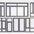 Various Modern Window Frame Designs With Different Sizes And Styles 3d model