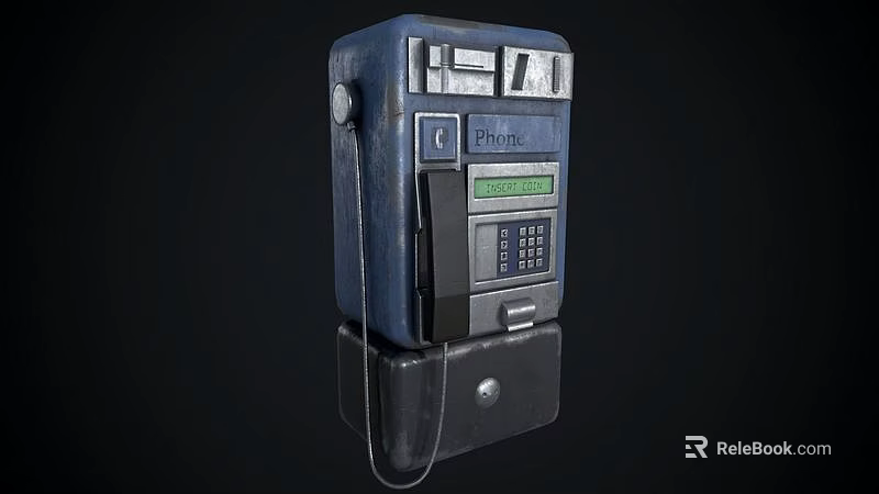 Vintage Blue Public Telephone as Daily Electrical Appliance with Keypad Display Screen and Cable 3d model 