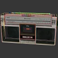 Vintage Radio Cassette Player With Green Speakers And White Classic Body Design
