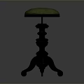 Elegant Single Chair with Green Cushion and Dark Wooden Carved Base