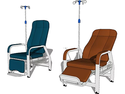 Ergonomic Medical Infusion Chairs with Blue and Brown Upholstery for Patient Comfort 3d model