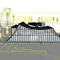 New Chinese Style Sales Office Building Large Roof Wuhan Ocean Community Center Demonstration Area Sales Office 3d model