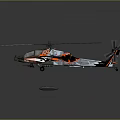 Sleek Modern Military Helicopter 3D Render With Orange Accents And Rotor Blades