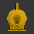 Yellow Cylindrical Industrial Storage Tank With Warning Sign And Support Stand
