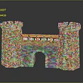 Traditional Memorial Archway Model Featuring Twin Decorated Towers Arched Gateway And Brick Stone Structure