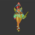 Elegant Game Character With Long Golden Hair Ornate Hat Gold White Outfit And Golden Staff