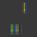Three Different Futuristic Sci Fi Weapons With Colorful Patterns And Metallic Accents