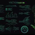 Tech Inspired Vector Wall Decor With Circuit Board And Digital Elements 3d model