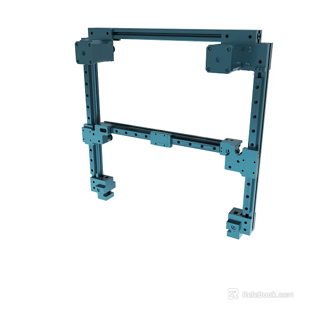 Industrial Metal Frame Structure with Support Brackets and Connecting Components 3d model 
