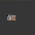Cartoon Scene Small Pavilion With Gray Mossy Roof White Columns Red Brick Walls Green Grass