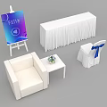 White Single Sofa With Side Table Small Plant And Festive Event Decor 3d model