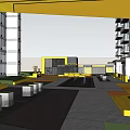 Fire Rescue Access Area With High Rise Buildings Pathway And Lush Greenery