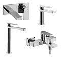 Modern Chrome Bathroom Faucet Set With Single Handle And Wall Mount Design Options 3d model