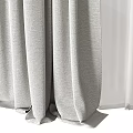 Modern Double Layer Gray And White Curtains With Elegant Drape Design 3d model