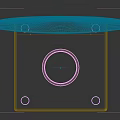 Decorative Ornament Combination with Lit Candle and Golden Circular Moon Texture on Black Square Base