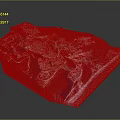 3D Terrain Model of Mine Quarry Featuring Rock Layers Vegetation Roads And Mining Traces