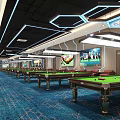 Modern Billiard Room With Snooker Tables Lounge Seating And TVs