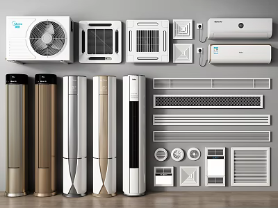 Various Types of Air Conditioners and Fans with Modern Designs for Home Spaces 3d model
