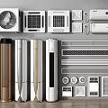 Various Types of Air Conditioners and Fans with Modern Designs for Home Spaces