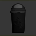 Black Modern Trash Can With Round Lid And Silver Rim Design